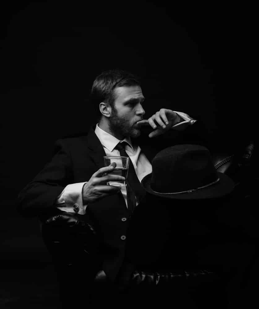 Stylish,Man,With,The,Hat,And,Beard,Black,And,White